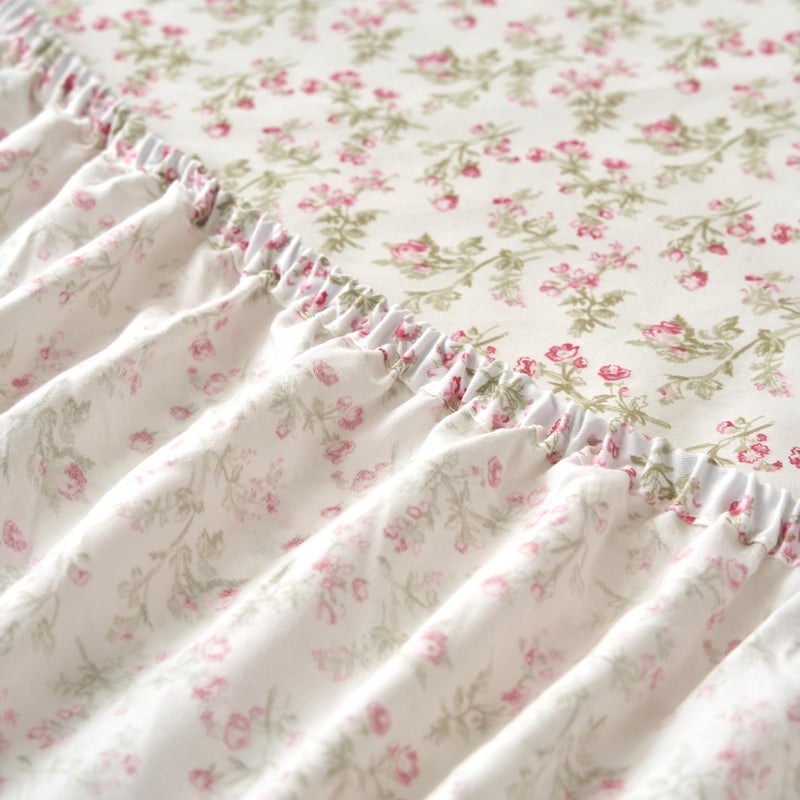 DaDa Bedding Romantic Coquette Sheet Set - 100% Cotton Floral Fitted & Flat Sheets with Pillowcases - Deep Pocket Design - Soft, Breathable, Wrinkle-Resistant (Queen (U.S. Standard)) - Image 5