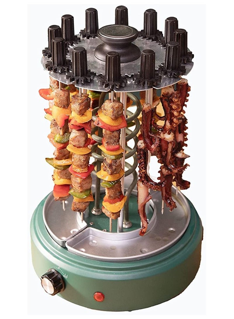 Electric Grill Indoor Barbecue 360 degree BBQ Grill Machine Automatic Timing Rotating Grill Spiral for Household Party  9 Long Skewers Grill Fork
