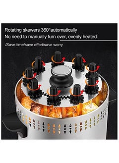 Generic Electric Grill Indoor Barbecue 360 degree BBQ Grill Machine Automatic Timing Rotating Grill Spiral for Household Party  9 Long Skewers Grill Fork  - Image 2