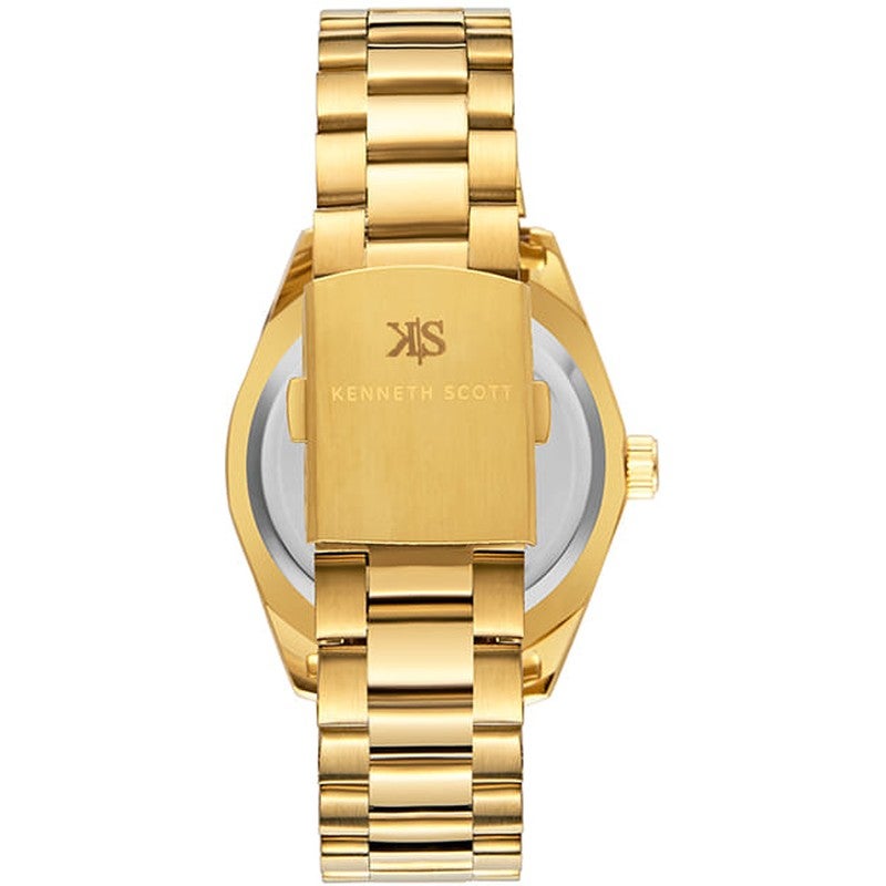 KENNETH SCOTT Kenneth Scott K23025-GBGW Men's Analog Display Watch & Stainless Steel Strap Gold  - Image 4