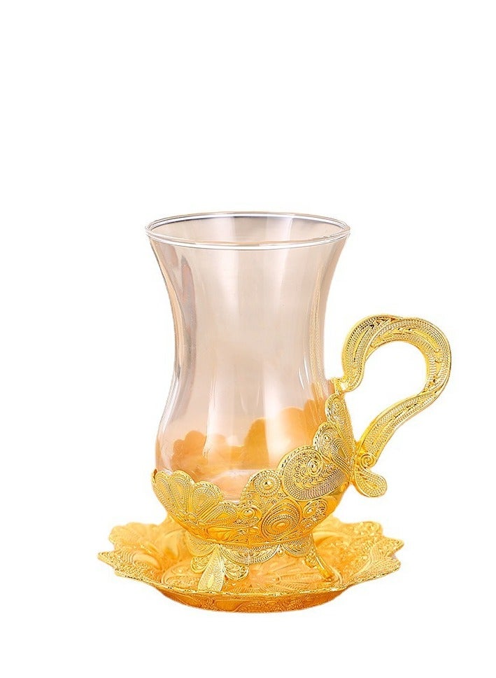 (Two pack) Creative coffee cup Small luxury high-end exquisite coffee cup plate Afternoon tea cup Household Baijiu cup set - Image 1