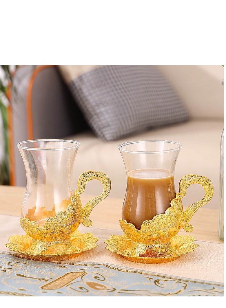 (Two pack) Creative coffee cup Small luxury high-end exquisite coffee cup plate Afternoon tea cup Household Baijiu cup set - Image 2
