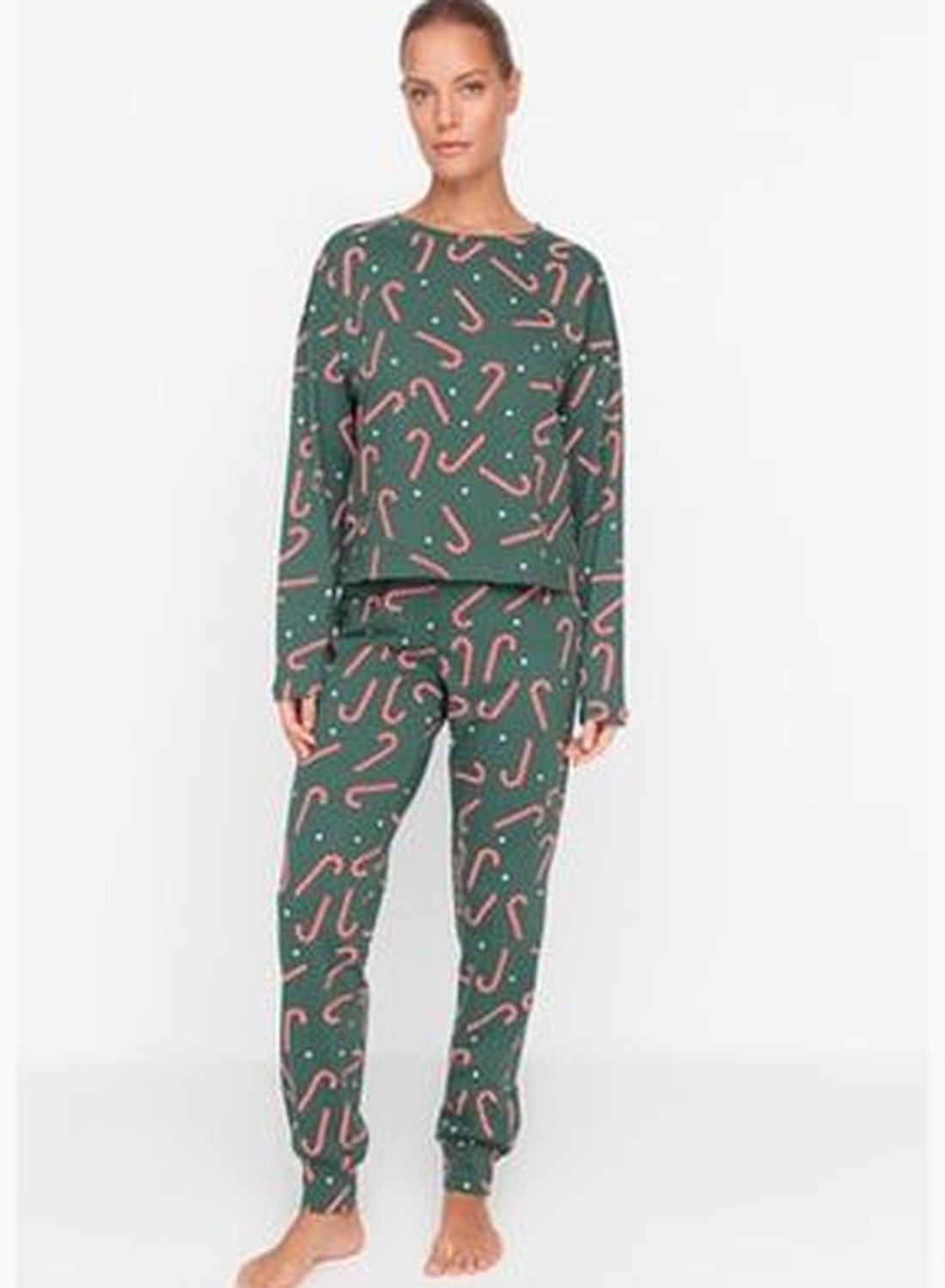 buy-trendyol-green-christmas-themed-printed-knitted-pajamas-set-thmaw21pt0771