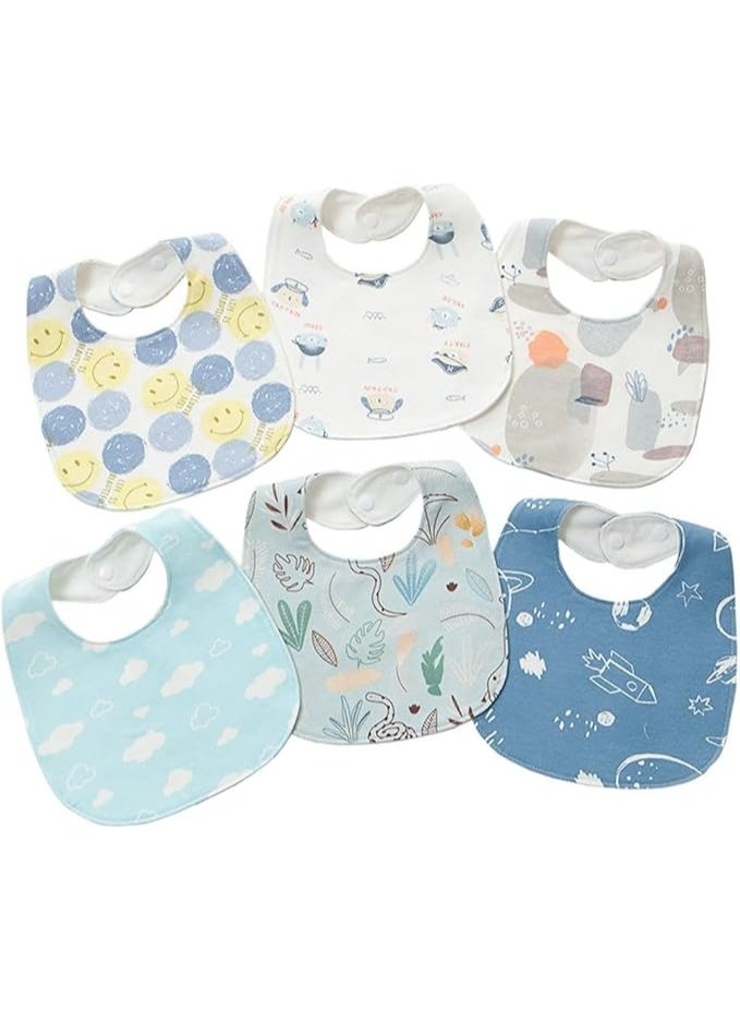 6 حزمة Baby Bandana Bibs - أسنان القطن الناعم و Drool Bibs مع Snaps القابلة للتعديل ، مقاومة للماء وممتصة لتغذية Bibs للأطفال حديثي الولادة والأطفال الصغار (0-36 شهور ، Unisex) - Image 1