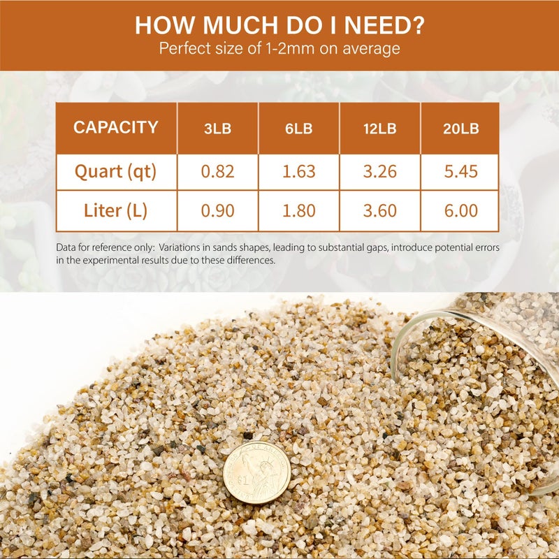 NUPICK 1-2mm Coarse Sand for Plants, 6lb Horticultural Grit for Succulents, Desert Silica Sand for Cactus, Decorative Gravel for Landscaping, Gold Grit for Aquariums, Bonsai, Vases Fillers - Image 3