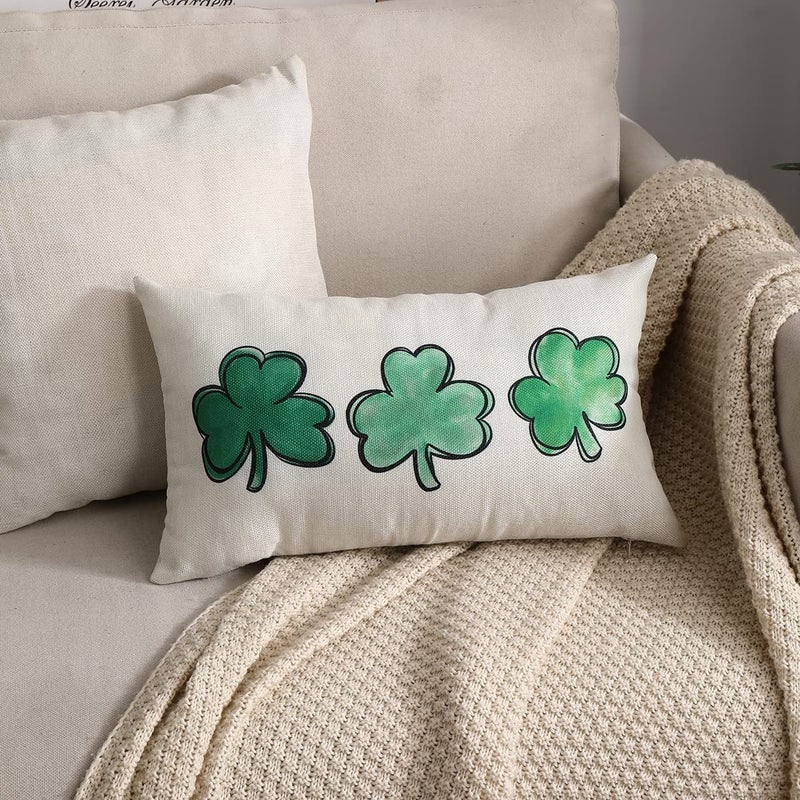 DFXSZ St Patricks Day Pillow Covers 12x20 Lucky Clover Throw Pillow Clover Cushion Case Decoration for Sofa Couch - Image 3