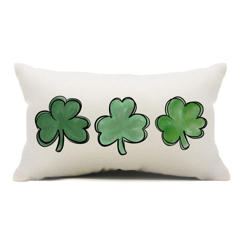 DFXSZ St Patricks Day Pillow Covers 12x20 Lucky Clover Throw Pillow Clover Cushion Case Decoration for Sofa Couch - Image 1
