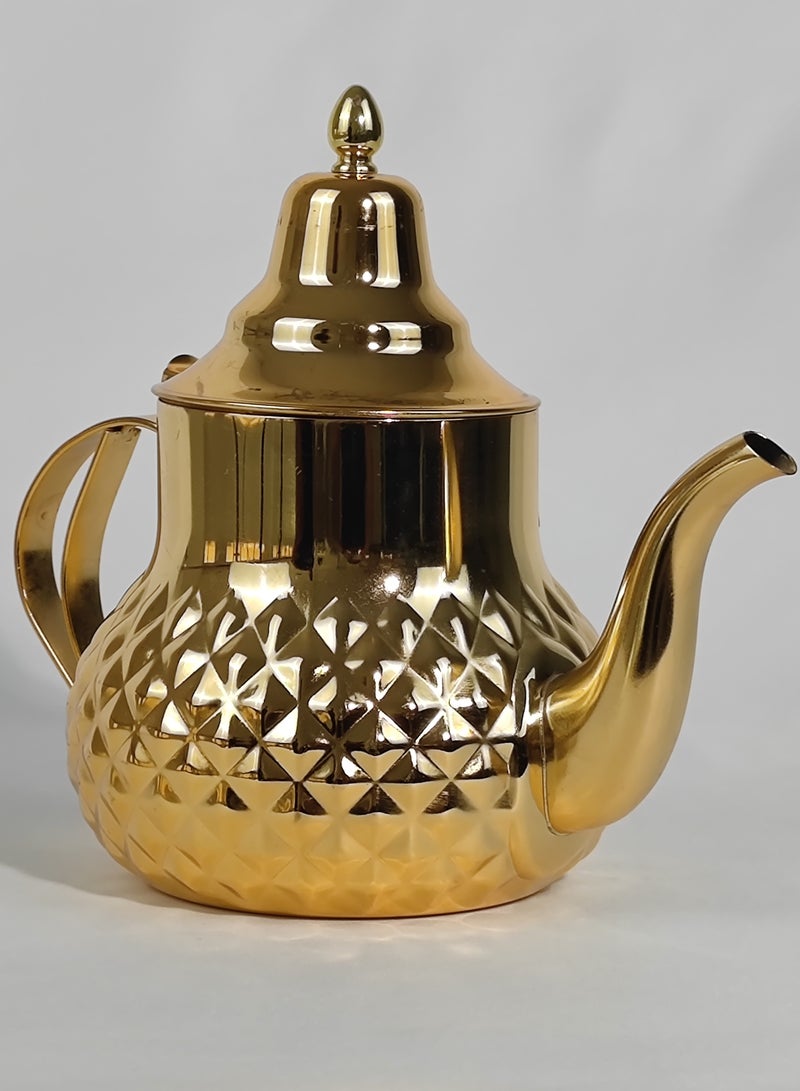 HTH Classic Moroccan Style Engraved Design Coffee Dallah Pot Rustproof Premium Stainless Steel Teapot Mirror Finish Coffee Kettle Easy Pour Spout Tea Kettle with Hinged Lid and Ergonomic Handle Dishwasher Safe Induction Safe Teapot for Office Home 0.8/1.2/1.6/2 L  - Image 3