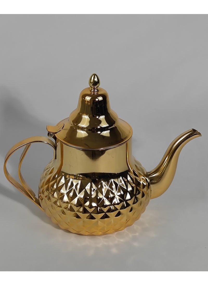 HTH Classic Moroccan Style Engraved Design Coffee Dallah Pot Rustproof Premium Stainless Steel Teapot Mirror Finish Coffee Kettle Easy Pour Spout Tea Kettle with Hinged Lid and Ergonomic Handle Dishwasher Safe Induction Safe Teapot for Office Home 0.8/1.2/1.6/2 L  - Image 2