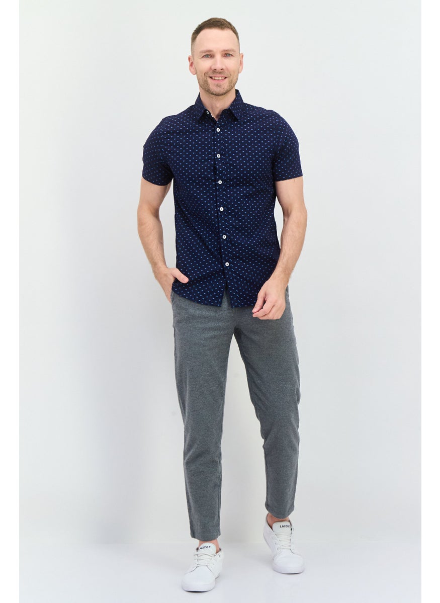 Modern Culture Men Regular Fit Allover Printed Short Sleeves Casual Shirt, Navy Blue Combo  - Image 4