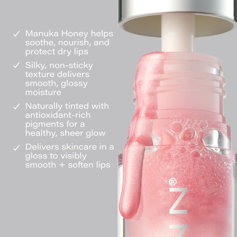 SKINN Luminous Blush Lip Oil - Support Collagen Production, Smooth Lines & Soothe Dry Cracked Lips - Hydrating Clear Lip Oils - Improve Skin's Elasticity, Texture & Glow - Vitamin C & Manuka Honey - Image 3