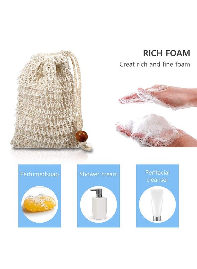 Royee Soap Exfoliating Bag, Natural Soap Saver Hand Made Sisal Mesh Soap Bag Bar Soap Bag with Drawstring for Bath & Shower Use 6Pcs - Image 4