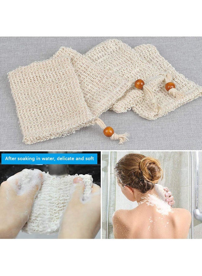 Royee Soap Exfoliating Bag, Natural Soap Saver Hand Made Sisal Mesh Soap Bag Bar Soap Bag with Drawstring for Bath & Shower Use 6Pcs - Image 5