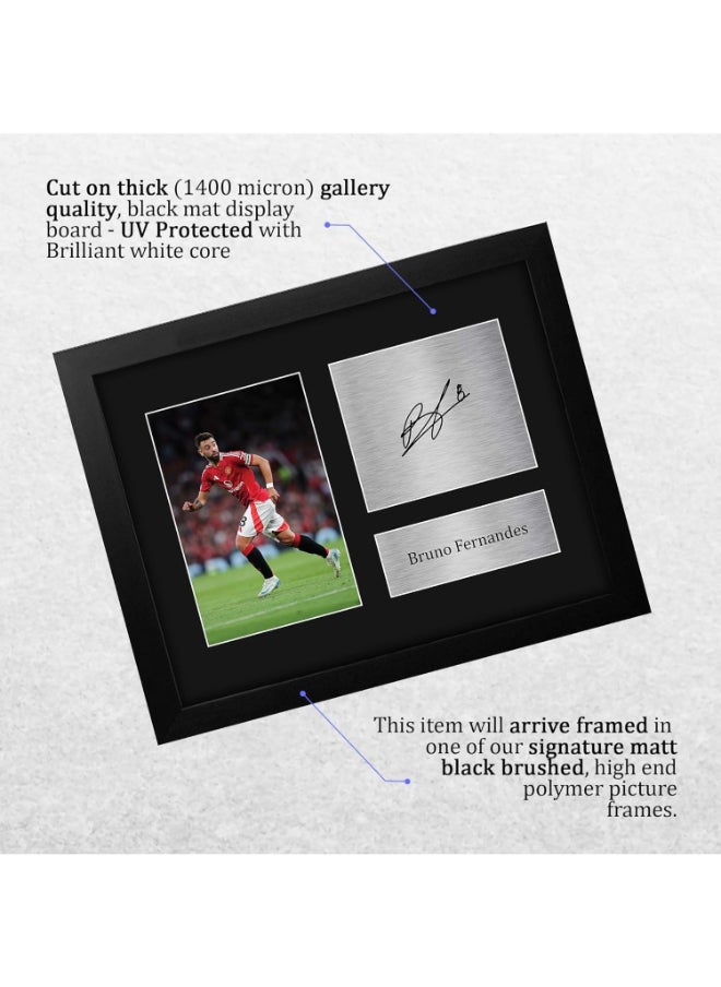 HWC Trading HWC Trading USL Framed Bruno Fernandes Man Utd Gifts Printed Signed Autograph Picture for Soccer Fans and Supporters  - Image 3