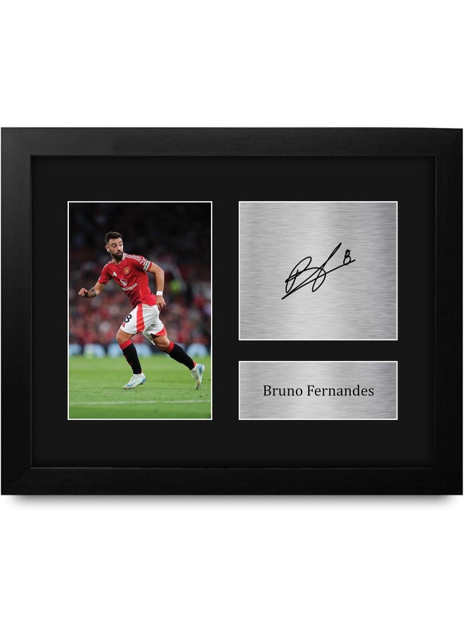 HWC Trading HWC Trading USL Framed Bruno Fernandes Man Utd Gifts Printed Signed Autograph Picture for Soccer Fans and Supporters  - Image 1