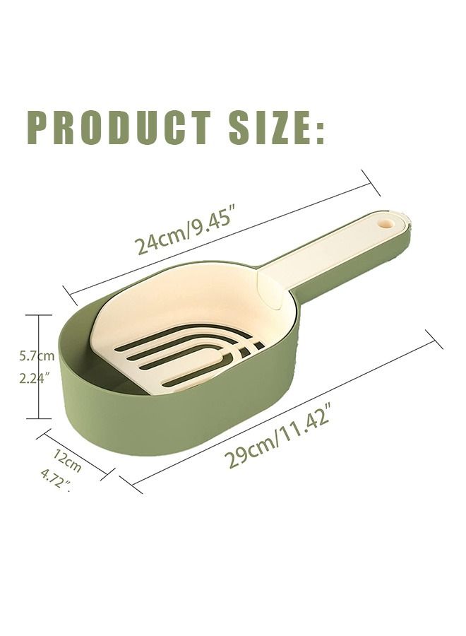Multifunctional Pet Cat Litter Filter Scoop Detachable set, Portable Hanging Large Capacity Eco-Friendly Plastic Cat Shovel, Cat Litter Toilet Cleaning Tool Shovel with Container (Green+Yellow)  - Image 2