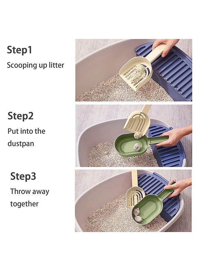 Multifunctional Pet Cat Litter Filter Scoop Detachable set, Portable Hanging Large Capacity Eco-Friendly Plastic Cat Shovel, Cat Litter Toilet Cleaning Tool Shovel with Container (Green+Yellow)  - Image 5