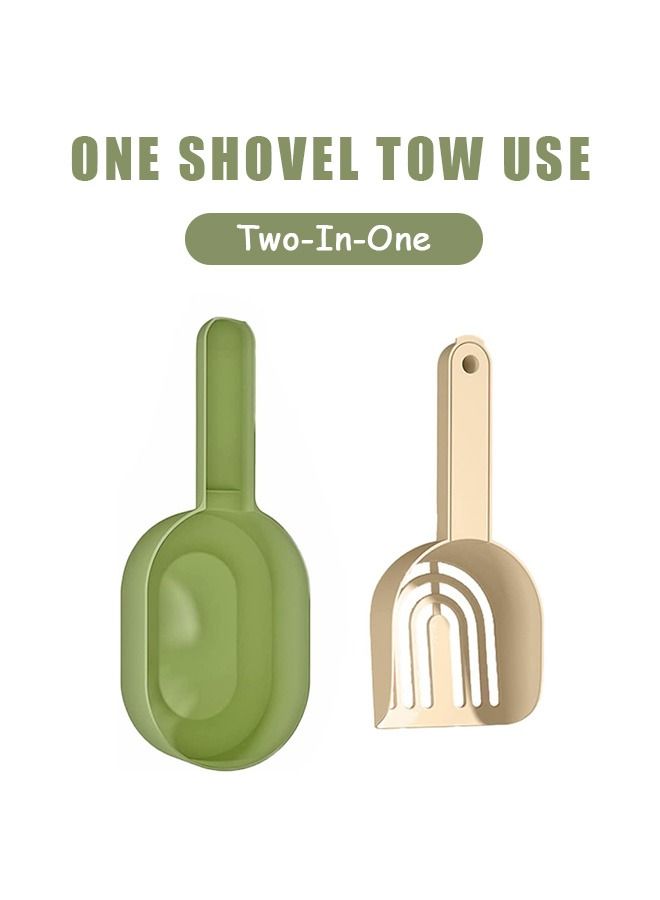 Multifunctional Pet Cat Litter Filter Scoop Detachable set, Portable Hanging Large Capacity Eco-Friendly Plastic Cat Shovel, Cat Litter Toilet Cleaning Tool Shovel with Container (Green+Yellow)  - Image 3