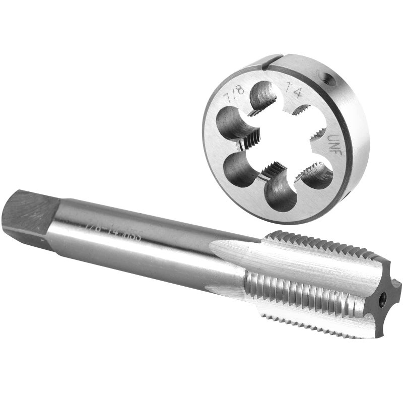 Burkit 7814 UNF Tap and Die Set 78 x 14 UNF Machine Thread Tap and Round Die Right Hand