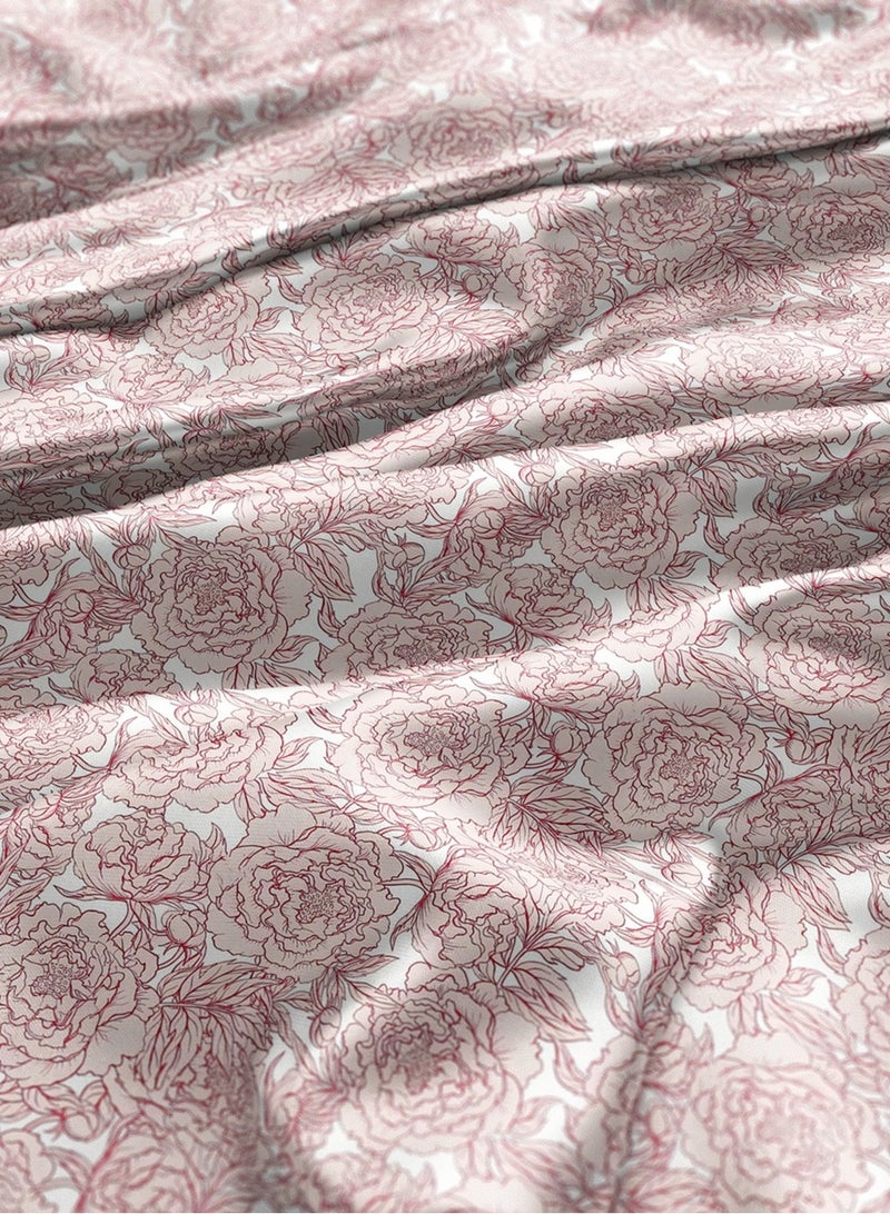 فيلاتو Ø¬Ù„Ø§Ø¨ÙŠØ© Ù…Ø®ÙˆÙŠØ± Ø¨ØªØµÙ…ÙŠÙ… Ø²Ù‡ÙˆØ± Ø£Ø­Ù…Ø± Ø£Ø¨ÙŠØ¶ Ù…Ù† Ù‚Ù…Ø§Ø´ Ø­Ø±ÙŠØ± Ø§Ù„Ù„ÙŠÙ„ Ø¹Ø±Ø§Ù…Ù†ÙŠ Ø¨Ø§Ù„ÙŠØ§Ø±Ø¯Ø©ØŒ Ø¹Ø±Ø¶ 58 Ø¨ÙˆØµØ© - Image 3