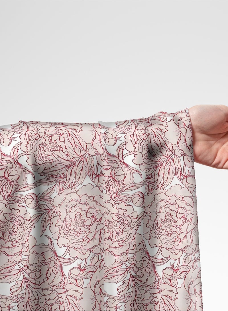 فيلاتو Ø¬Ù„Ø§Ø¨ÙŠØ© Ù…Ø®ÙˆÙŠØ± Ø¨ØªØµÙ…ÙŠÙ… Ø²Ù‡ÙˆØ± Ø£Ø­Ù…Ø± Ø£Ø¨ÙŠØ¶ Ù…Ù† Ù‚Ù…Ø§Ø´ Ø­Ø±ÙŠØ± Ø§Ù„Ù„ÙŠÙ„ Ø¹Ø±Ø§Ù…Ù†ÙŠ Ø¨Ø§Ù„ÙŠØ§Ø±Ø¯Ø©ØŒ Ø¹Ø±Ø¶ 58 Ø¨ÙˆØµØ© - Image 1