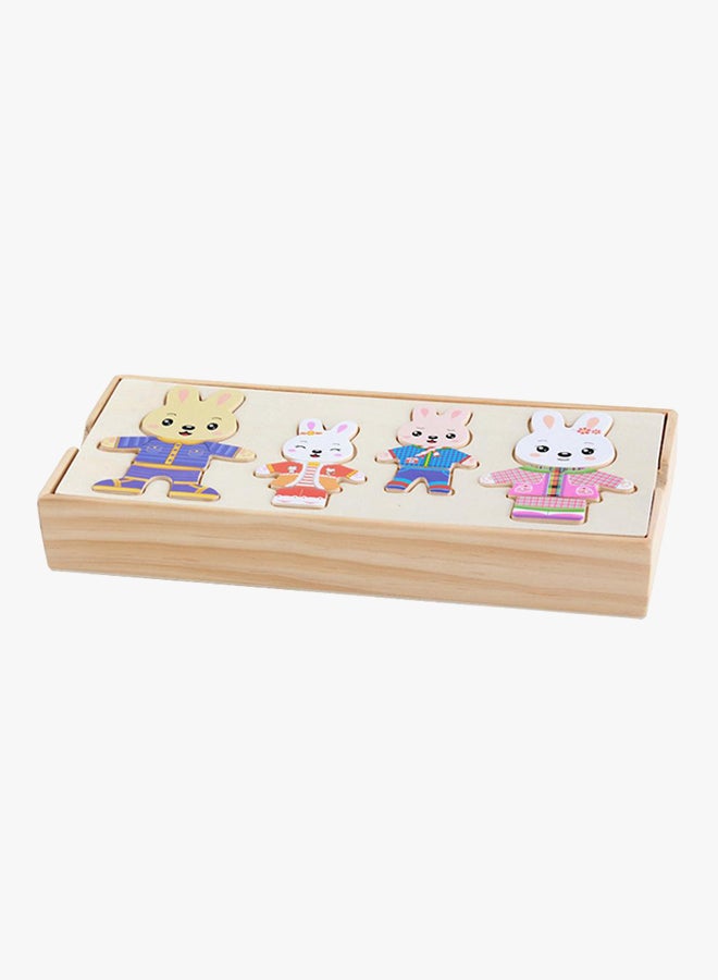 Wooden Rabbit Change Clothes Jigsaw Puzzle Toys - Image 3