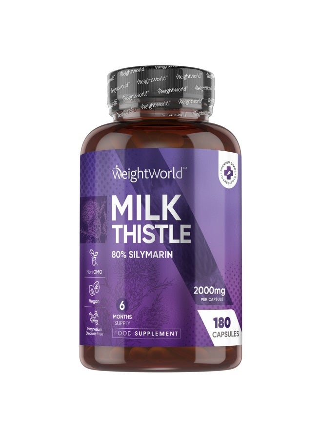 حبّ الرشاد (Milk Thistle) 80% سيليمارين 2000 مجم – 180 كبسولة، صنع في المملكة المتحدة – يدعم صحة الكبد وإزالة السموم - Image 1