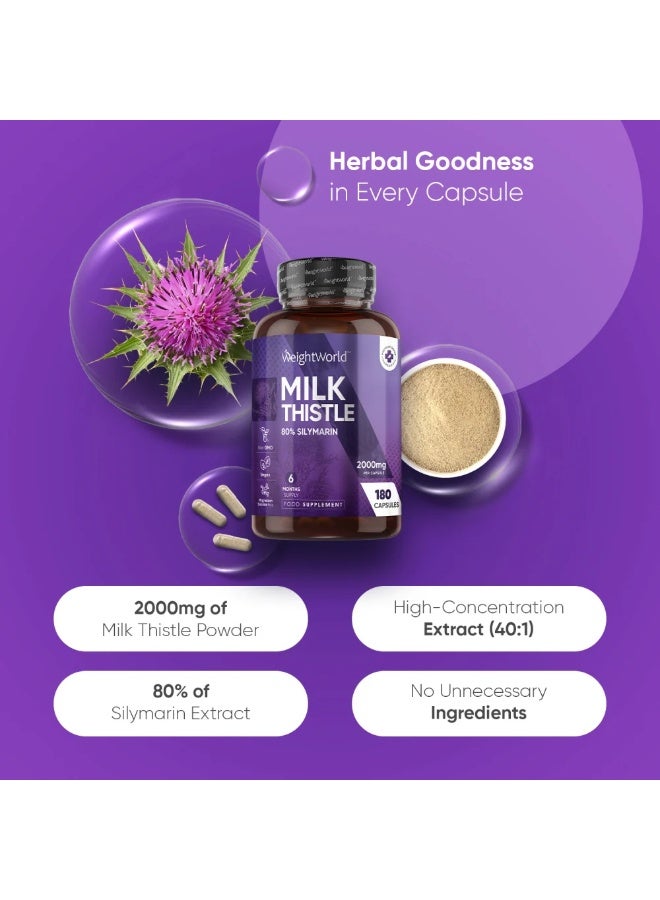 حبّ الرشاد (Milk Thistle) 80% سيليمارين 2000 مجم – 180 كبسولة، صنع في المملكة المتحدة – يدعم صحة الكبد وإزالة السموم - Image 2