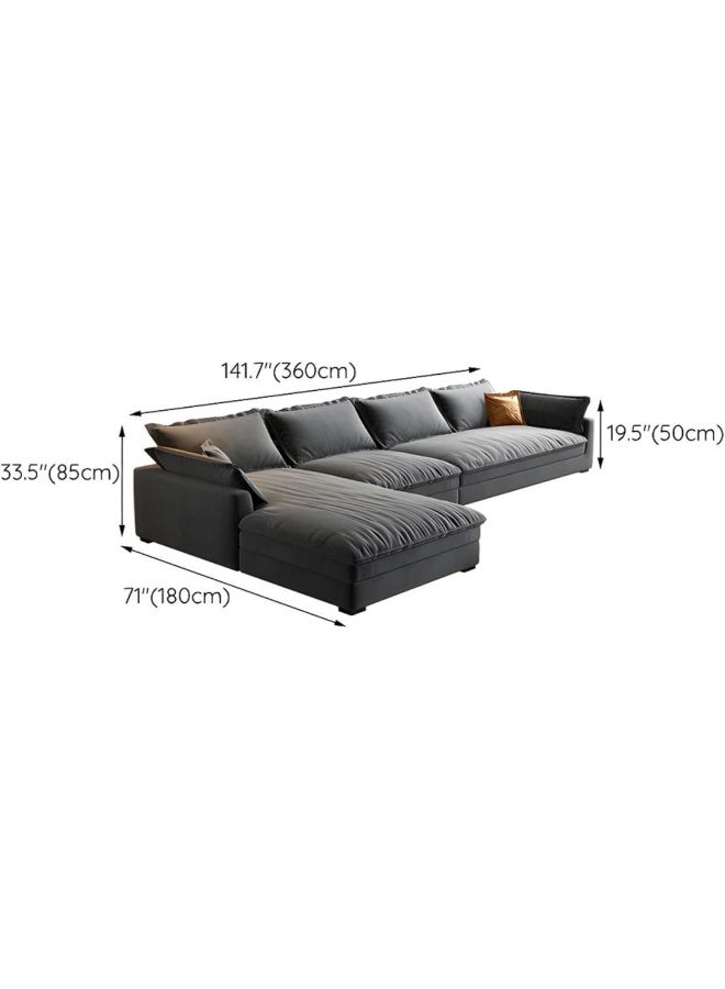 Poppins Home Cushioned Back Leather Sectional Sofa Set â€“ Contemporary Comfort for Your Living Room (L Shape Sofa 3 Seater With Chaise (Right))  - Image 2