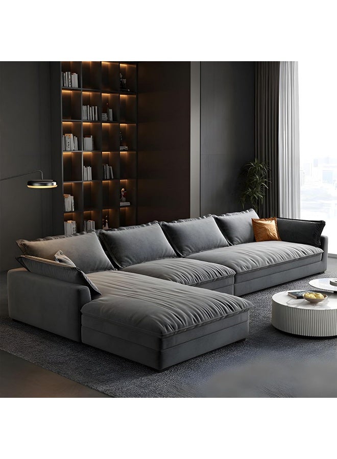Poppins Home Cushioned Back Leather Sectional Sofa Set â€“ Contemporary Comfort for Your Living Room (L Shape Sofa 3 Seater With Chaise (Right))  - Image 1