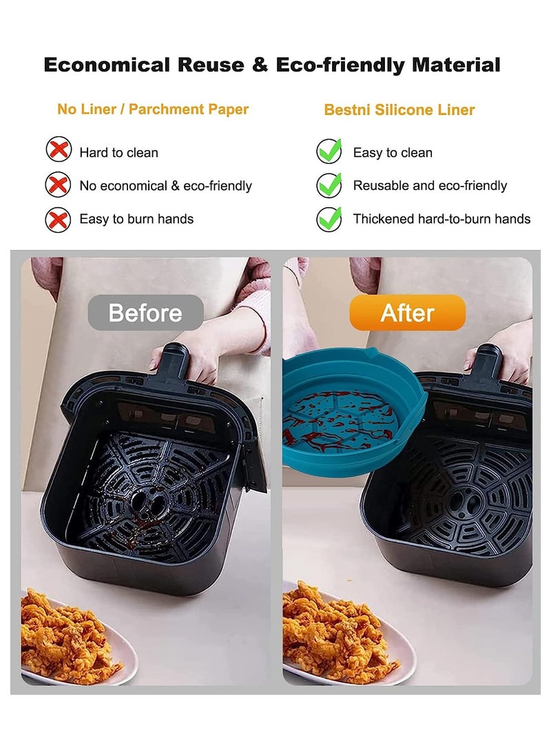 KASTWAVE Air Fryer Silicone Liners 8.5 Inch, Foldable Reusable Non-stick Easy Cleaning Silicone Basket Bowl, Food Safe Thickened Air Fryers Oven Accessories Round Liners for 5-8 QT, 2PCS - Image 3