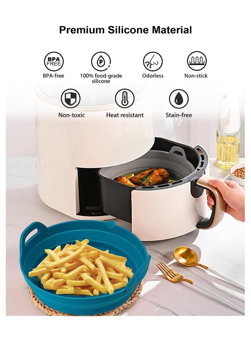 KASTWAVE Air Fryer Silicone Liners 8.5 Inch, Foldable Reusable Non-stick Easy Cleaning Silicone Basket Bowl, Food Safe Thickened Air Fryers Oven Accessories Round Liners for 5-8 QT, 2PCS - Image 2
