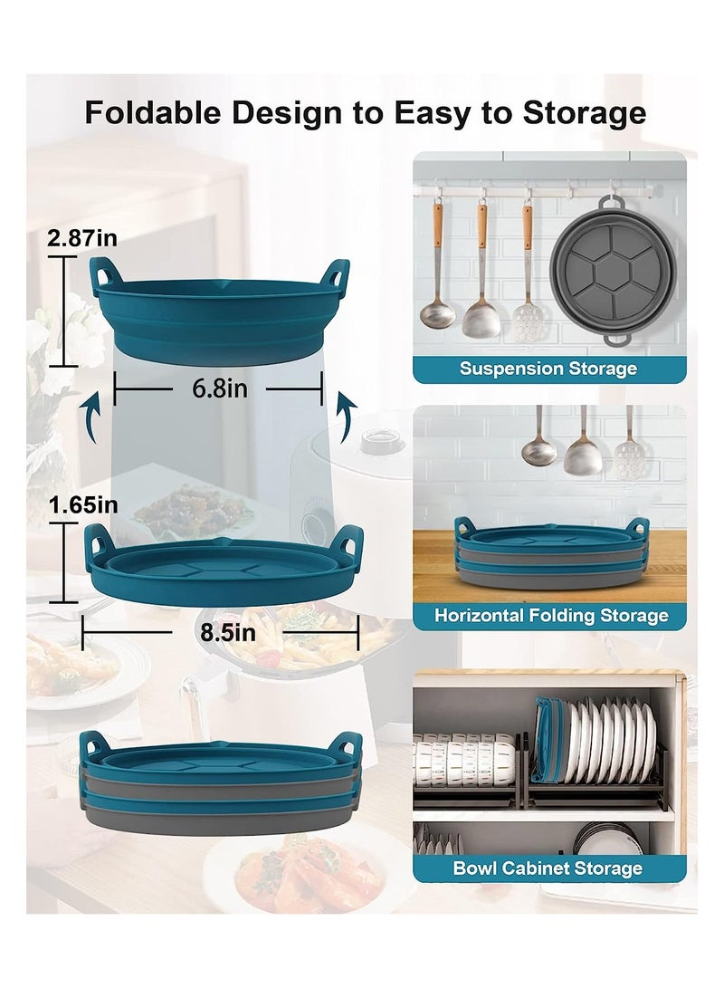 KASTWAVE Air Fryer Silicone Liners 8.5 Inch, Foldable Reusable Non-stick Easy Cleaning Silicone Basket Bowl, Food Safe Thickened Air Fryers Oven Accessories Round Liners for 5-8 QT, 2PCS - Image 4