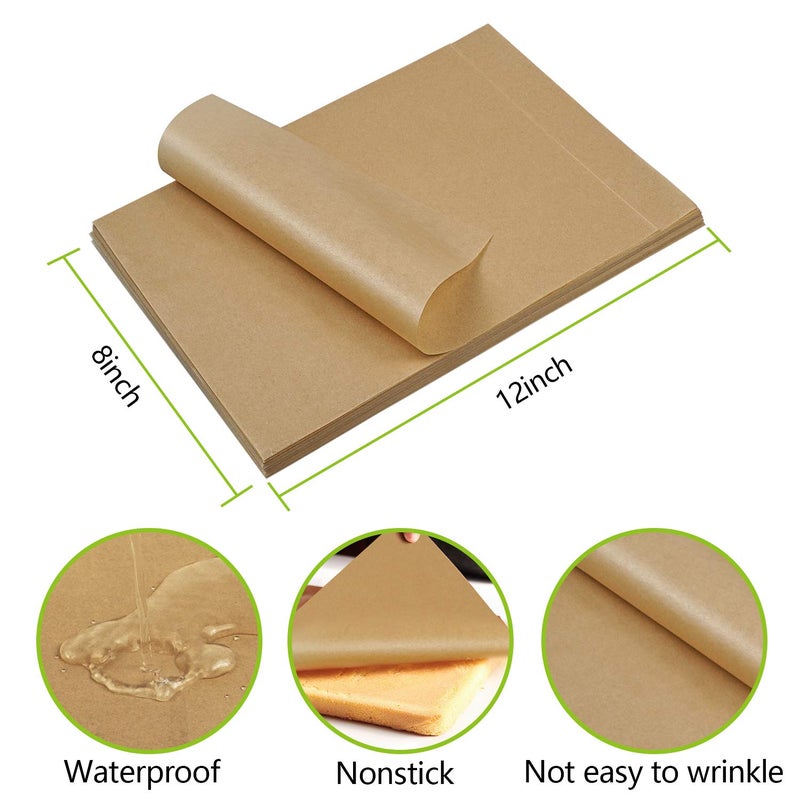 QYH 100 Pcs Parchment Paper Sheets for Baking, 8x12 Inches Unbleached, Precut Parchment Paper for Baking Cookies, Frying, Air Fryer, Cooking, Grilling Rack, Oven - Image 2