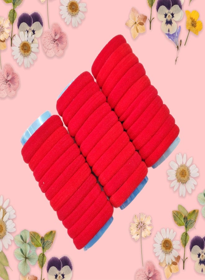 Shri Pack of 30 Soft Premium Elastic Streatchable non Slipy Hair Rubber Bands Ponytail Holders Hair Accessoires for Girls & Women (Red) - Image 1