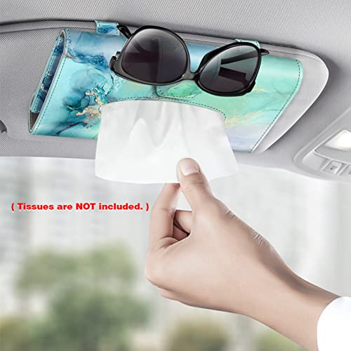 CaseBot Car Visor Tissue Holder, Sun Visor Napkin Holder, Mask Holder for Car, PU Leather Backseat Tissue Box for Car Truck SUV, Emerald Marble - Image 2