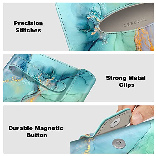 CaseBot Car Visor Tissue Holder, Sun Visor Napkin Holder, Mask Holder for Car, PU Leather Backseat Tissue Box for Car Truck SUV, Emerald Marble - Image 4