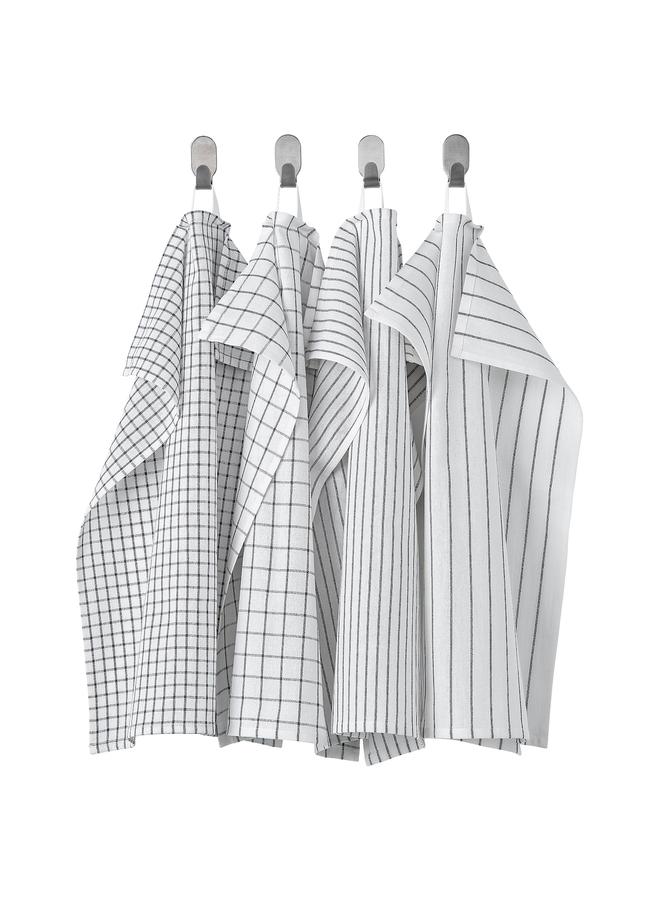 Zaboon Tea towel, white/dark grey/patterned, 45x60 cm - Image 1