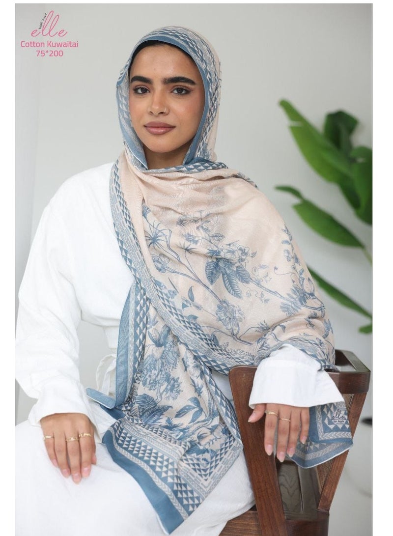 ELLE Luxury Veil Cotton Islamic Hijab for Women for Occasions and Regular Days - Size (200cm x 75cm)