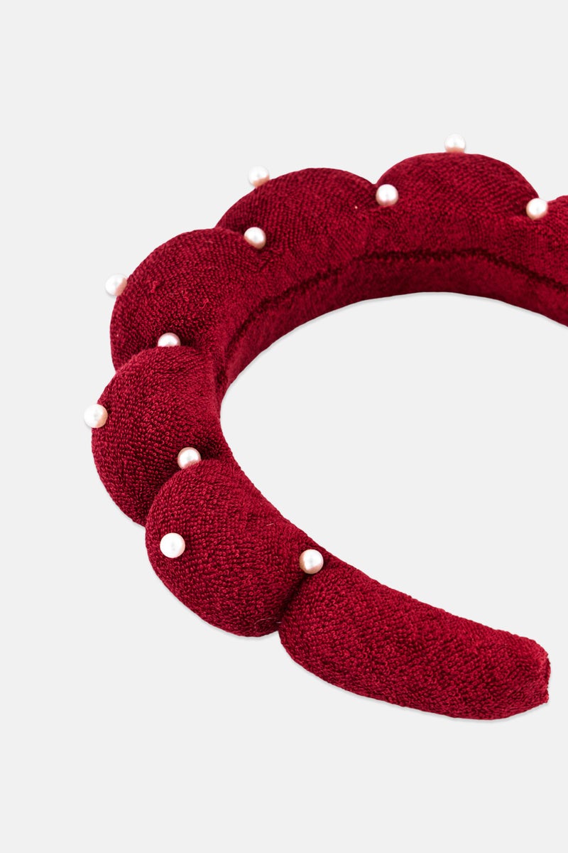 Olivia Rose Women Embellished Spa Bubble Headband, Maroon - Image 3