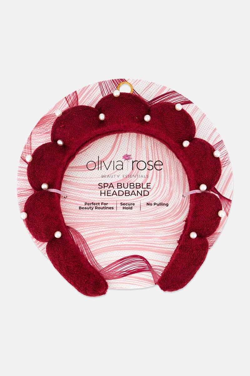Olivia Rose Women Embellished Spa Bubble Headband, Maroon - Image 1