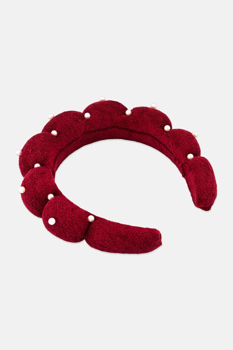 Olivia Rose Women Embellished Spa Bubble Headband, Maroon - Image 2