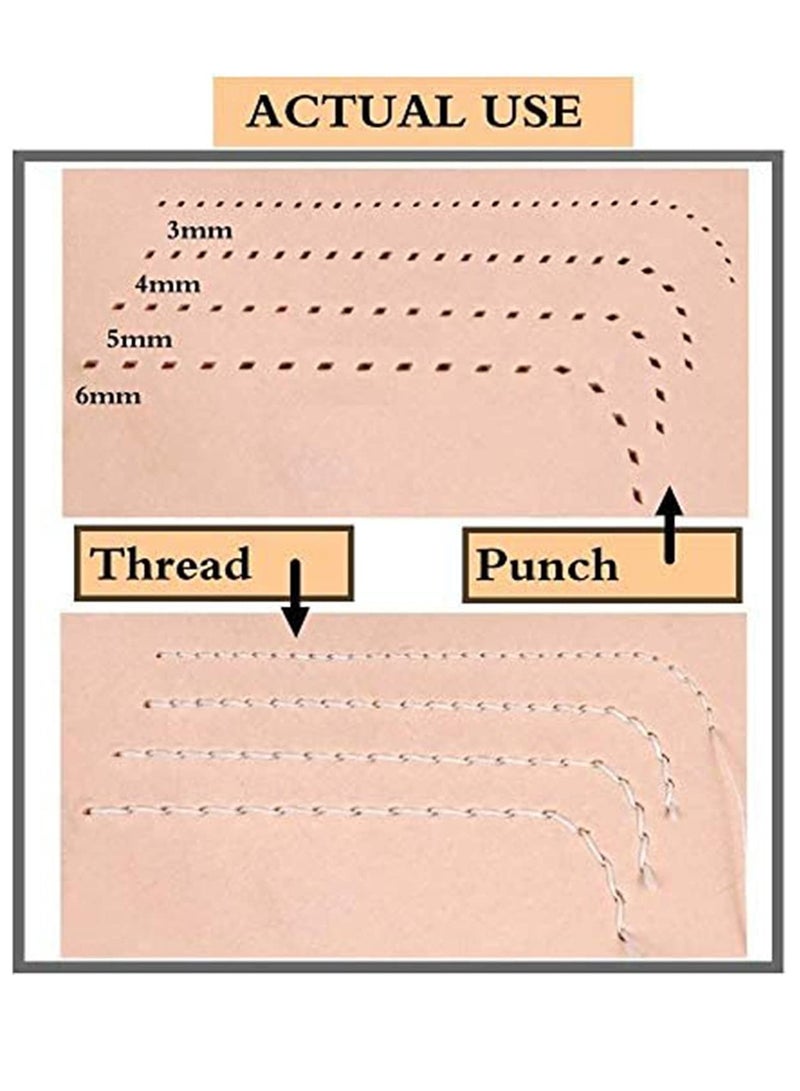 KASTWAVE 4 Pcs Leather Prong Punch Tool Set, Leather Craft Tool Hole Punches, 1/2/4/6 Leather Prong Punch Leather Lacing Stitching Punch Tool for Leather Craft, Prong Lacing Stitching Punch - Image 3