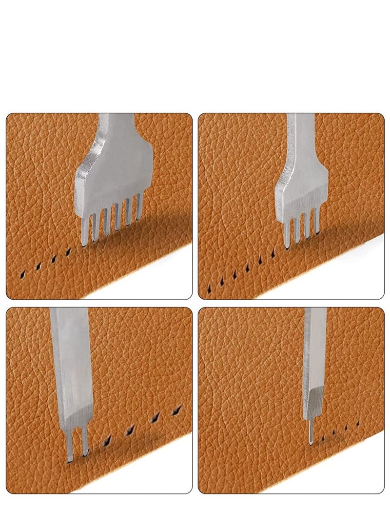 KASTWAVE 4 Pcs Leather Prong Punch Tool Set, Leather Craft Tool Hole Punches, 1/2/4/6 Leather Prong Punch Leather Lacing Stitching Punch Tool for Leather Craft, Prong Lacing Stitching Punch - Image 5