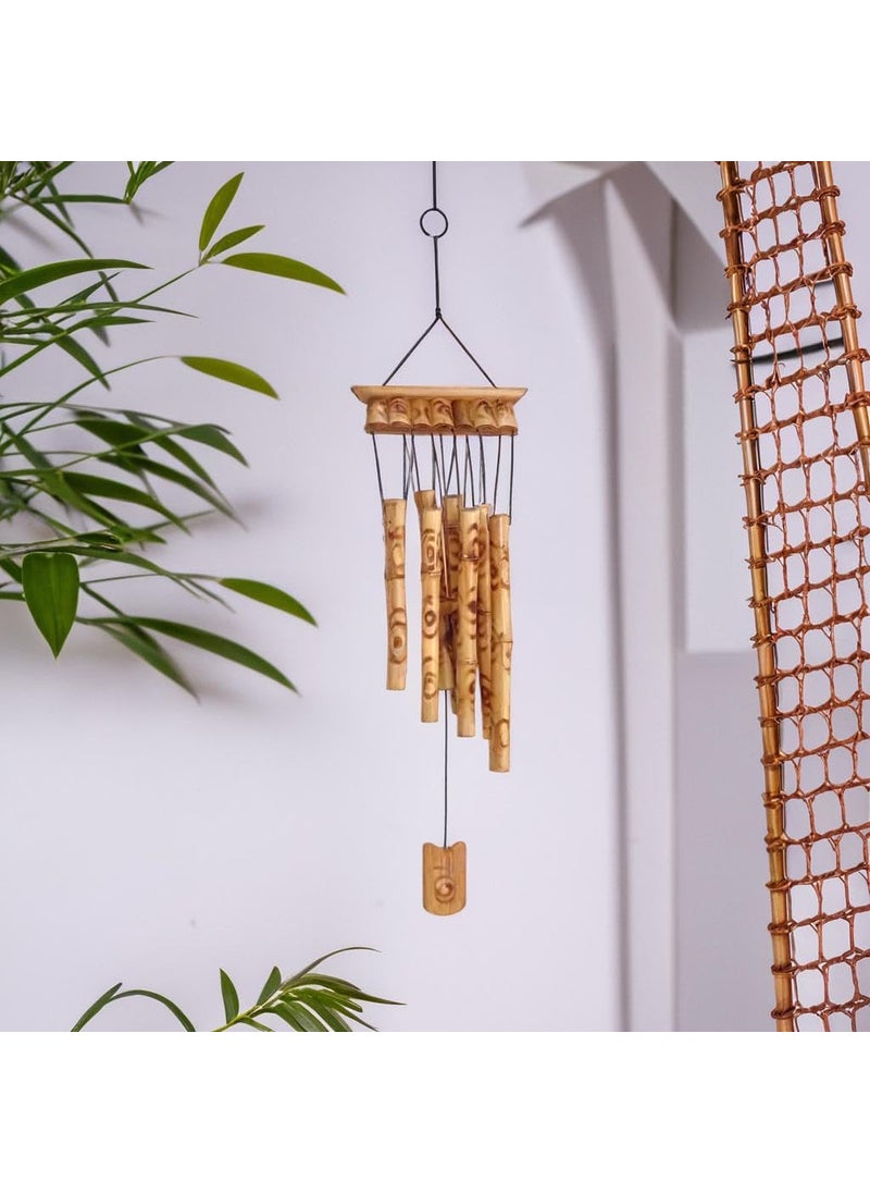 Plus Value Plus Value Feng Shui Bamboo Wind Chimes for Positive Energy Home Balcony Garden Office Decor Peaceful Sound VastuFriendly 8 Pipes 315 Inch 80 CM  - Image 1