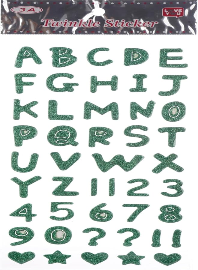 3A Educational English Letters and Numbers Plastic Poster for Kids - Green 2240-3 - 3A-5118-Green22