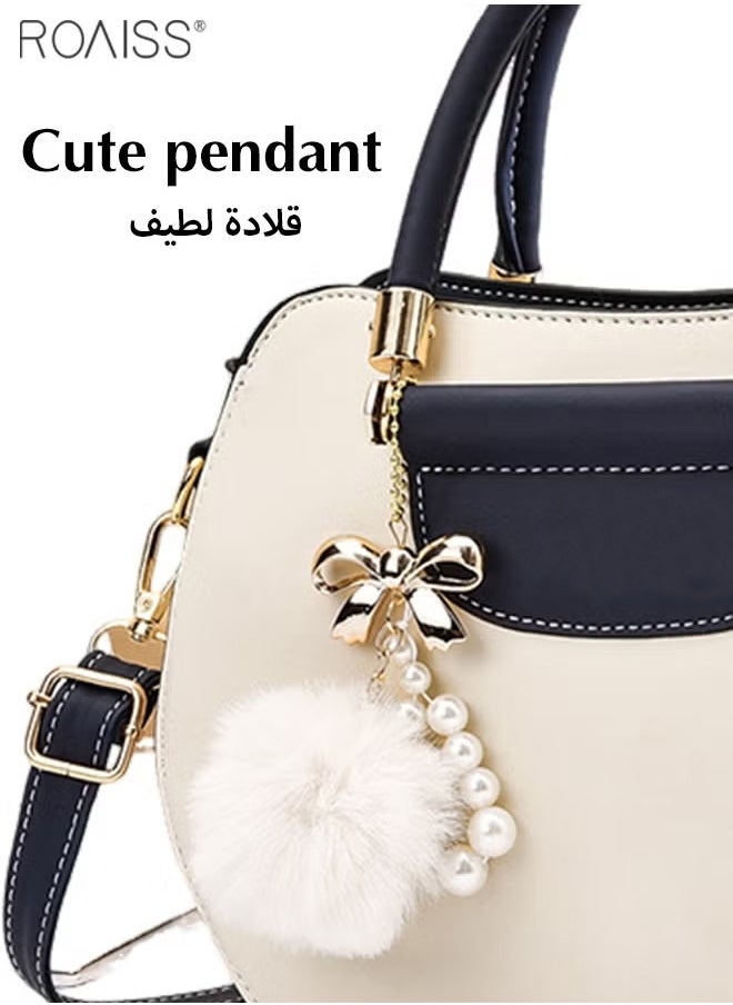 Women's Fashion Contrast Color Handbag Curved Silhouette Bag With Zipper Opening And Closing Shoulder Bag Detachable Shoulder Strap Crossbody Bag