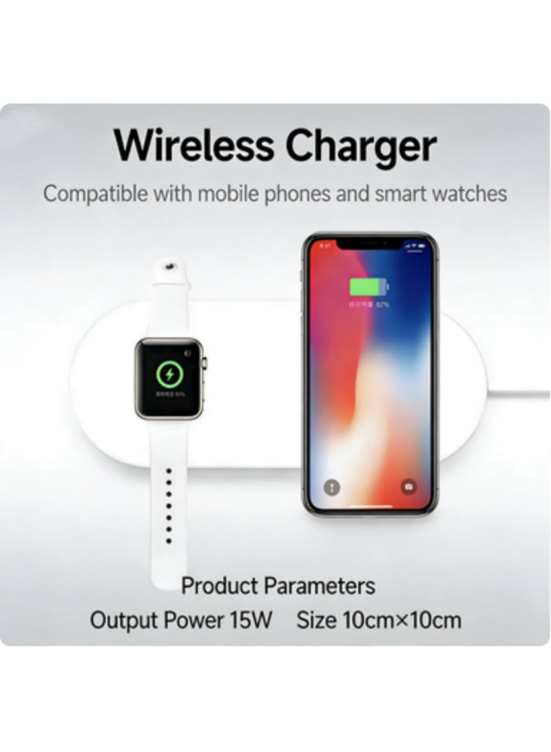 شاحن لاسلكي متعدد الأجهزة بتقنية Qi 1.2 لأجهزة iPhone وSamsung بقوة 10W للشحن السريع مع حامل مخصص لساعة Apple Watch Series 9, 8, 7, SE, Ultra، بتصميم متين مقاوم للماء. - Image 4