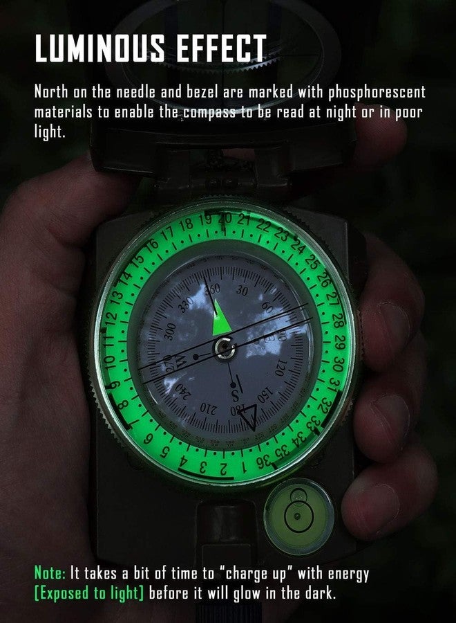 Eis Direction Compass Portable Camping Compass MilitaryArmy Multifunctional Tactical Survival Military Compass with Lanyard & Pouch/Waterproof & Impact Resistant/Lensatic Sighting Compass for Hiking - Image 4
