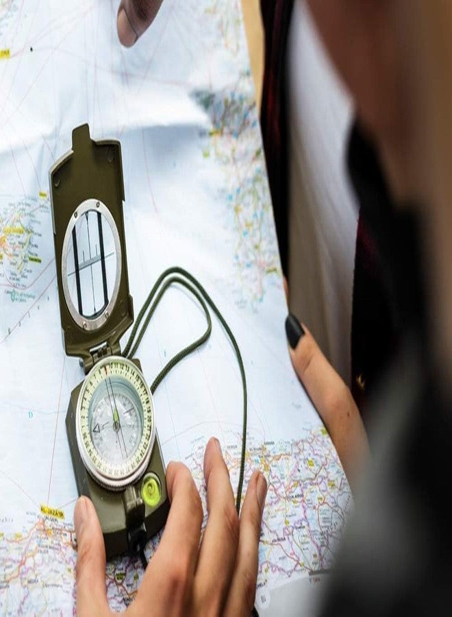 Eis Direction Compass Portable Camping Compass MilitaryArmy Multifunctional Tactical Survival Military Compass with Lanyard & Pouch/Waterproof & Impact Resistant/Lensatic Sighting Compass for Hiking - Image 3